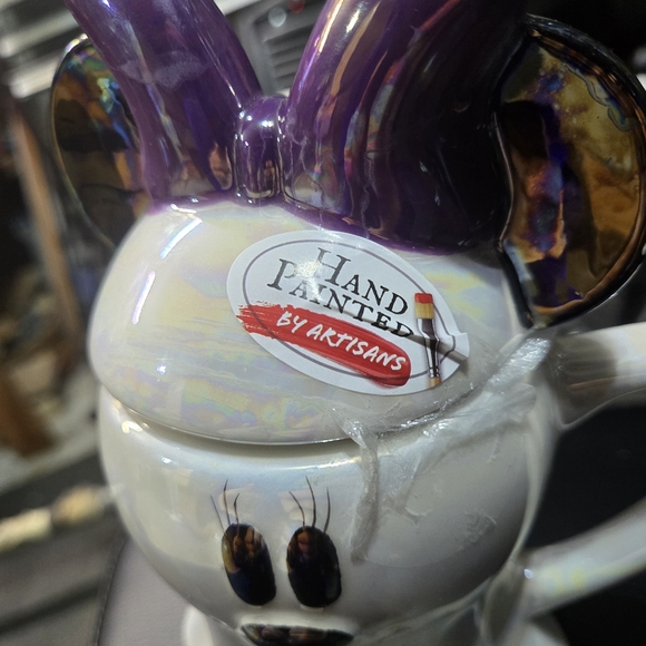 Disney Halloween Minnie Mouse Ghost Mug Ears Lid Topper Ceramic New! - Picture 5 of 8